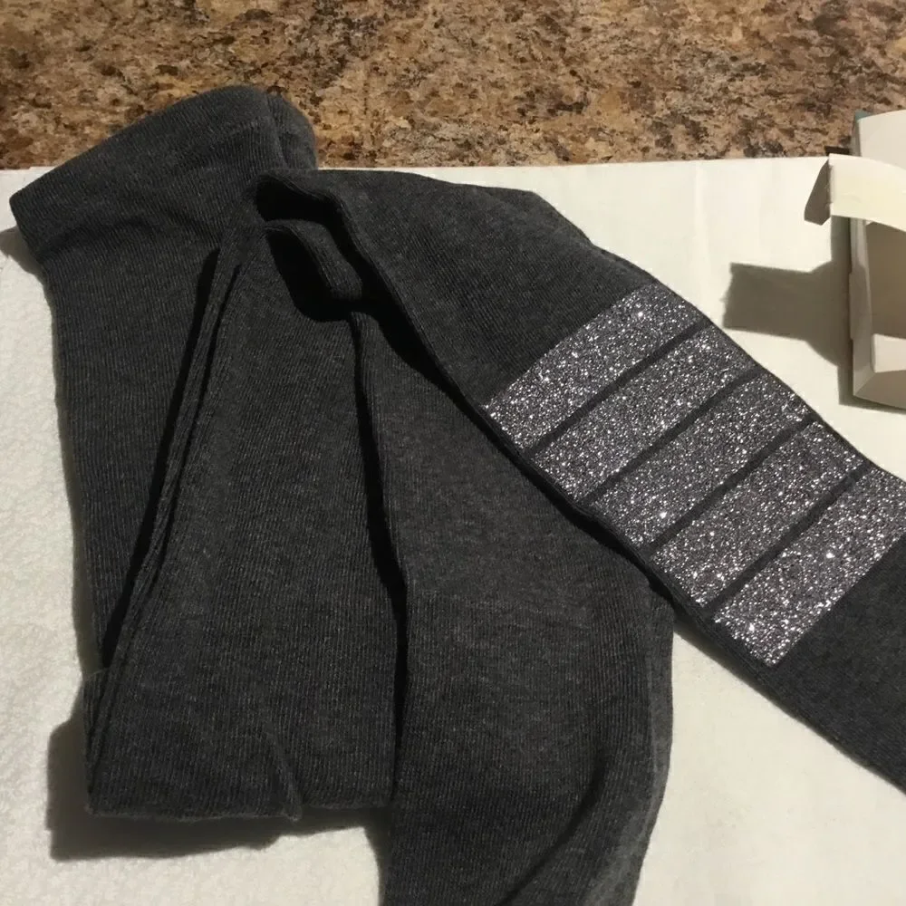 NWT  Gray Tights w/Silver Glitter Stripe 3/$10